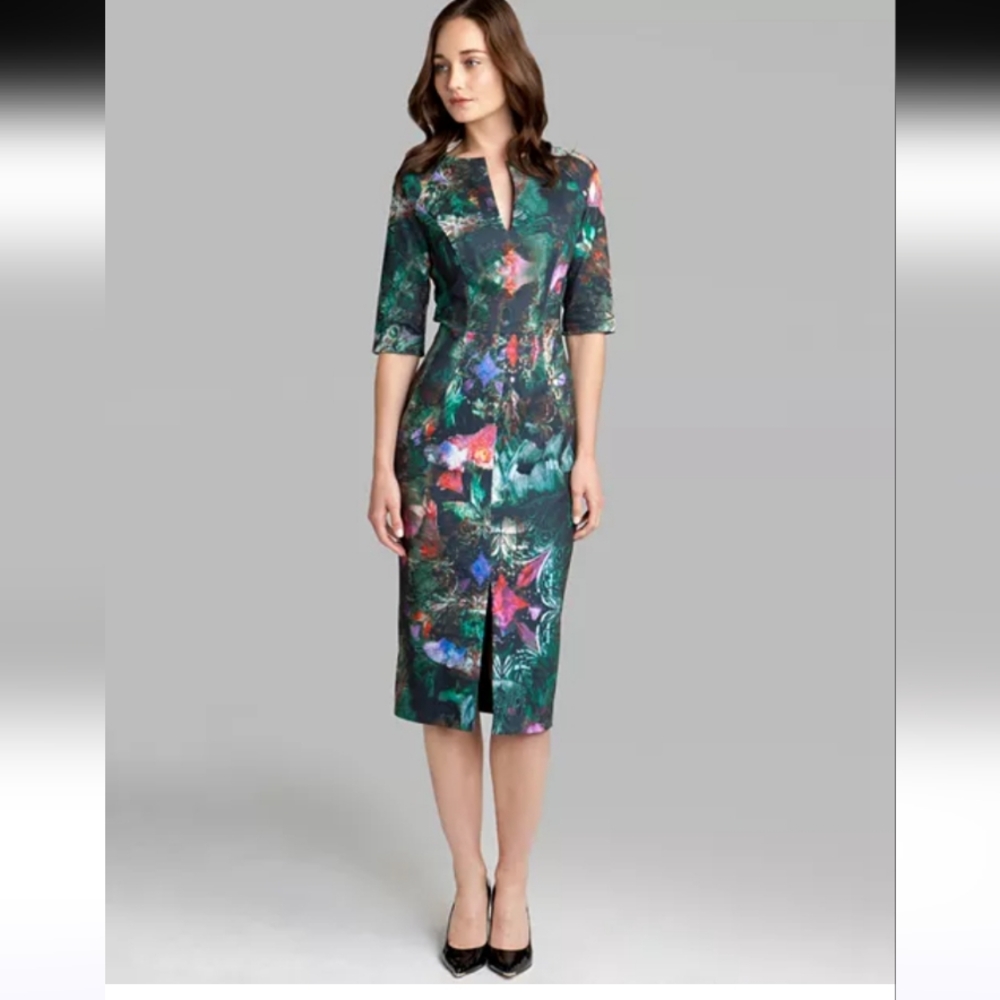 Elegant Green Floral Dress By TED BAKER